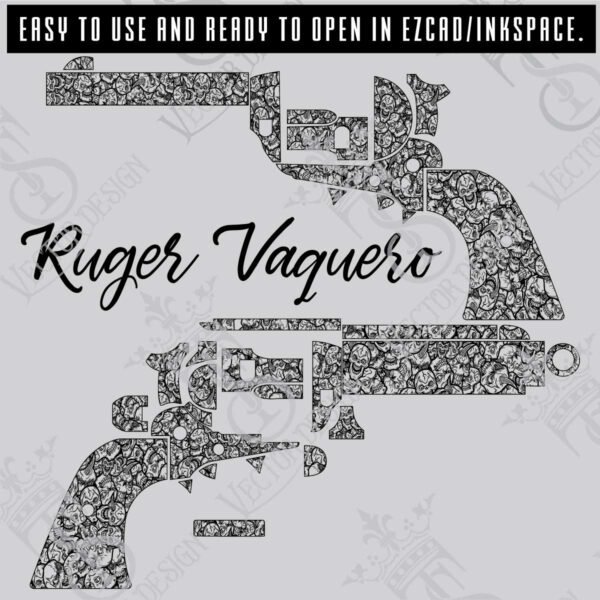 STVector Design Ruger vaquero  Scroll Vector Design engraving files,pistol engrave,vector ,laser engraving svg dxf ai digital download