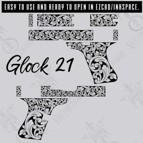 STVector Design Glock 27 Scroll Vector Design engraving files,pistol engrave,vector ,laser engraving svg dxf ai digital download