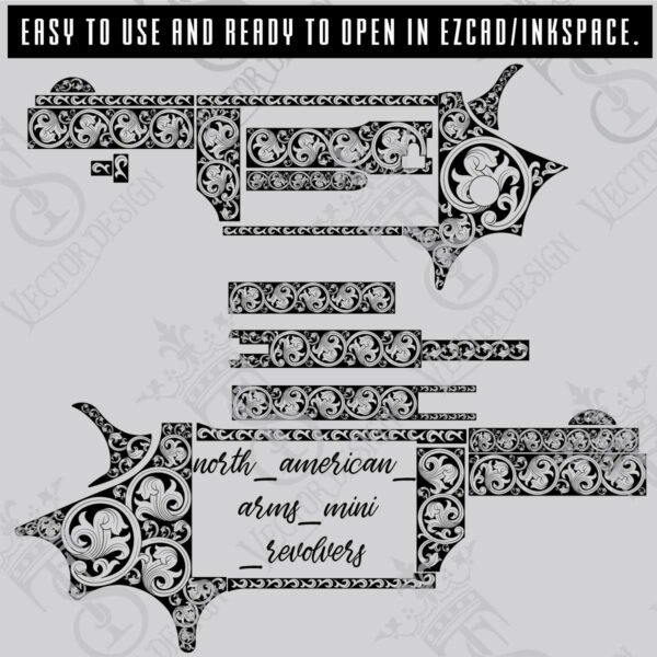 STVector Design north_american_arms_mini_revolvers Scroll Vector Design engraving files,pistol engrave,vector ,laser engraving svg dxf ai digital download