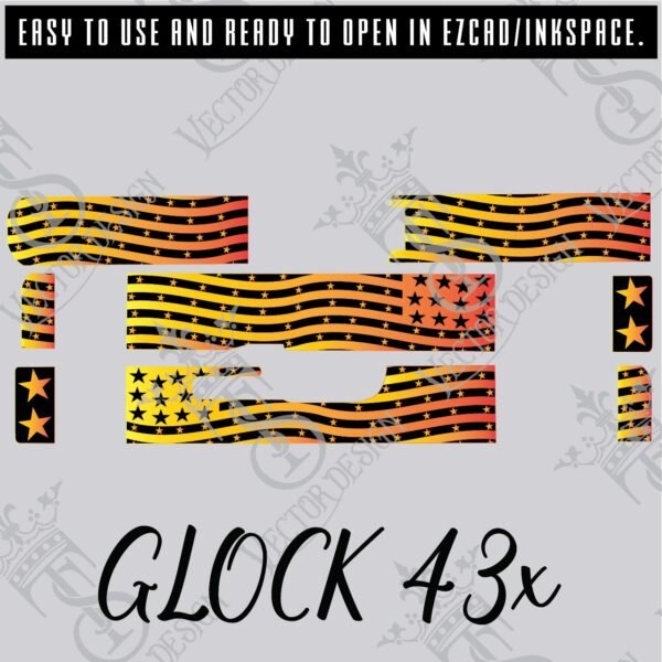 STVector Design Glock 43X  American Flag Vector design engraving files,pistol engrave,vector ,laser engraving svg dxf ai digital download