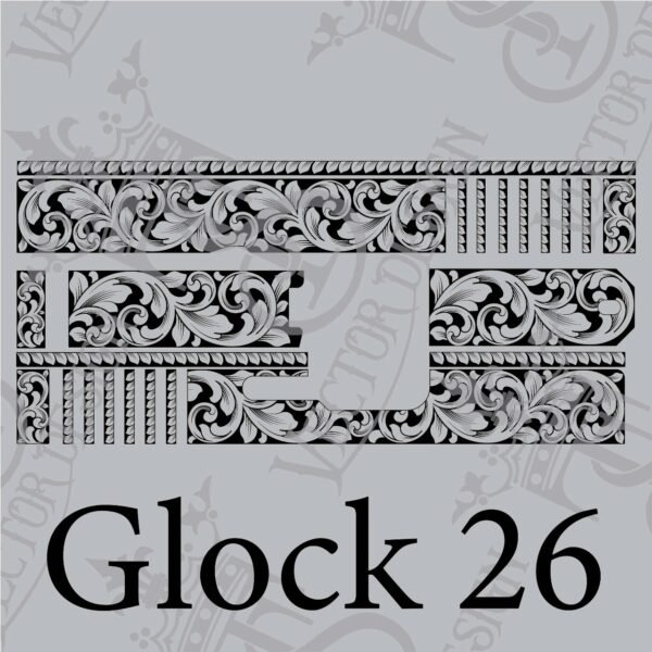 STVector Design Glock 26 Scroll Vector Design engraving files,pistol engrave,vector ,laser engraving svg dxf ai digital download