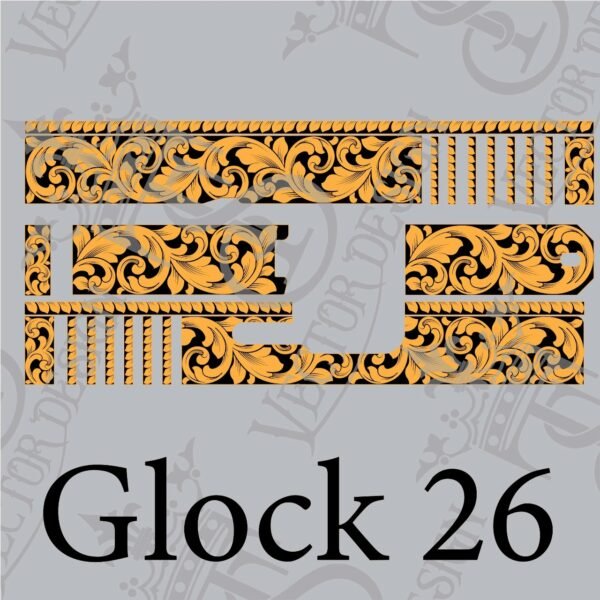 STVector Design Glock 26 Scroll Vector Design engraving files,pistol engrave,vector ,laser engraving svg dxf ai digital download - Image 2