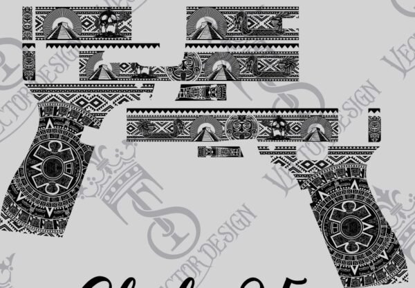 STVector Design Glock 25 Aztec Vector Design engraving files,pistol engrave,vector ,laser engraving svg dxf ai digital download - Image 3