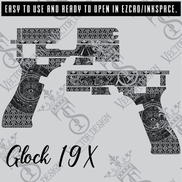 STVector Design Glock 19x Aztec  Design engraving files,pistol engrave,vector ,laser engraving svg dxf ai digital download