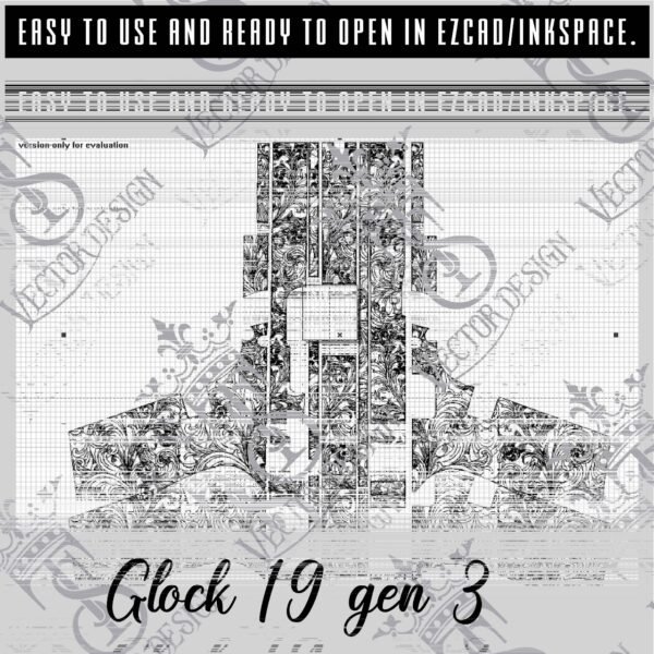 STVector Design Glock 19 gen 3 scroll Vector Design design engraving files,pistol engrave,vector ,laser engraving svg dxf ai digital download - Image 3