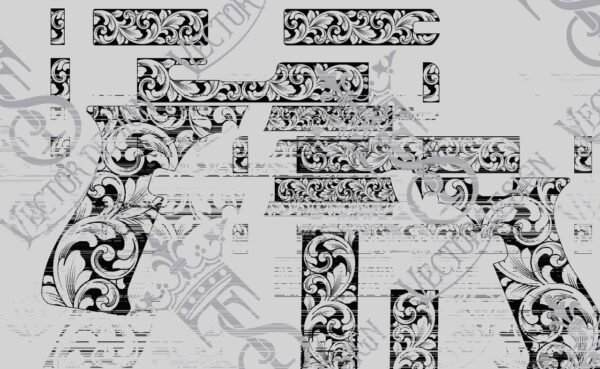 STVector Design Glock 48 scroll Vector Design engraving files,pistol engrave,vector ,laser engraving svg dxf ai digital download - Image 2