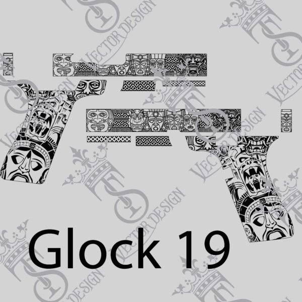 STVector Design Glock 19 Aztec design engraving files,pistol engrave,vector ,laser engraving svg dxf ai digital download