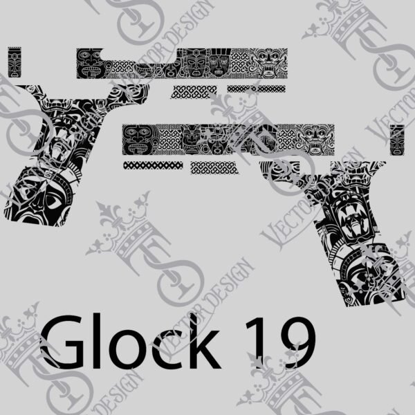 STVector Design Glock 19 Aztec design engraving files,pistol engrave,vector ,laser engraving svg dxf ai digital download - Image 2