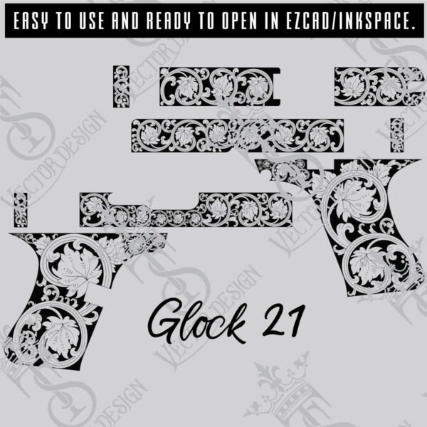 STVector Design Glock 27 Scroll Vector Design engraving files,pistol engrave,vector ,laser engravi g svg dxf ai digital download