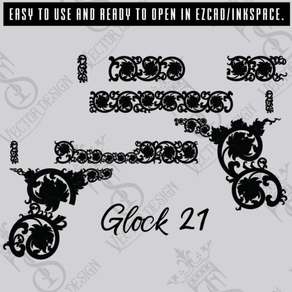 STVector Design Glock 27 Scroll Vector Design engraving files,pistol engrave,vector ,laser engravi g svg dxf ai digital download - Image 2