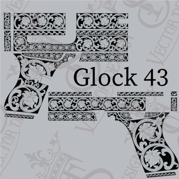 STVector Design Glock 43 scroll Vector Design engraving files,pistol engrave,vector ,laser engraving svg dxf ai digital download