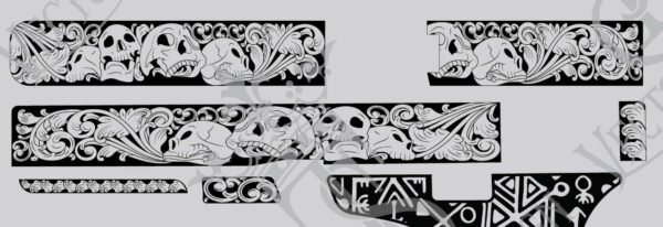 STVector Design Glock 17 Gen 5 Scroll With Skull Vector design engraving files,pistol engrave,vector ,laser engraving svg dxf ai digital download - Image 3
