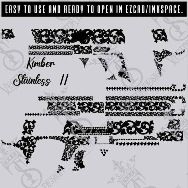 STVector Design kimber stanless ii scroll Vector design  engraving files,pistol engrave,vector ,laser engraving svg dxf ai digital download - Image 2