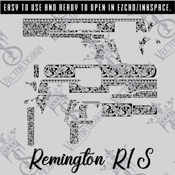 STVector Design Remington R1s scroll Vector design engraving files,pistol engrave,vector ,laser engraving svg dxf ai digital download