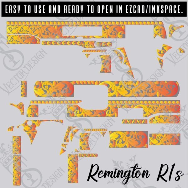 STVector Design Remington R1s scroll Vector design engraving files,pistol engrave,vector ,laser engraving svg dxf ai digital download - Image 4