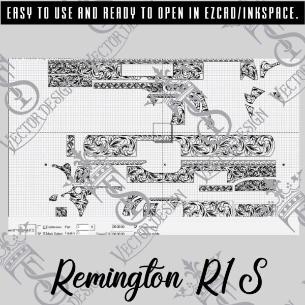 STVector Design Remington R1s scroll Vector design engraving files,pistol engrave,vector ,laser engraving svg dxf ai digital download - Image 2