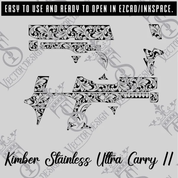 STVector Design Kimber Stainless Ultra Carry II scroll Vector Design engraving files,pistol engrave,vector ,laser engraving svg dxf ai digital download