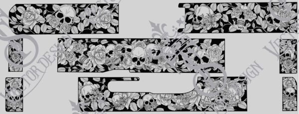 STVector Design  Glock 43X scroll with skull Vector Design engraving files,pistol engrave,vector ,laser engraving svg dxf ai digital download - Image 2