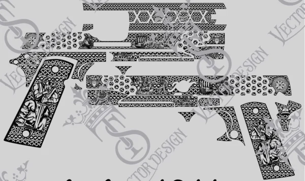 STVector Design kimber 1911 full size 45 ACP Vking Vector design engraving files,pistol engrave,vector ,laser engraving svg dxf ai digital download - Image 3