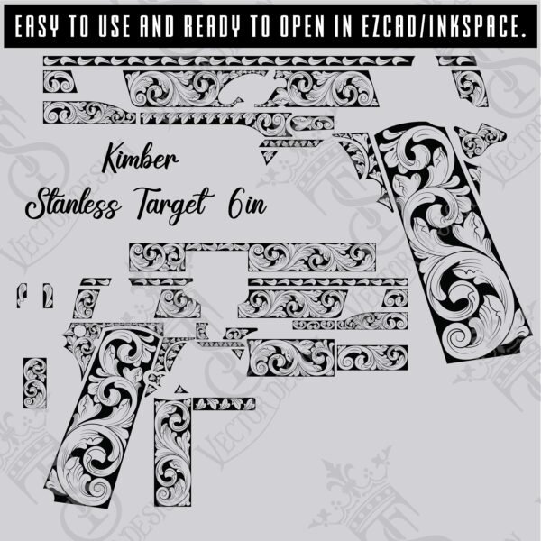 STVector Design kimber stanless target 6in scroll Vector design  engraving files,pistol engrave,vector ,laser engraving svg dxf ai digital download