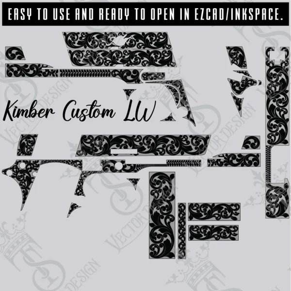 STVector Design Kimber custom LW scroll Vector design  engraving files,pistol engrave,vector ,laser engraving svg dxf ai digital download - Image 2