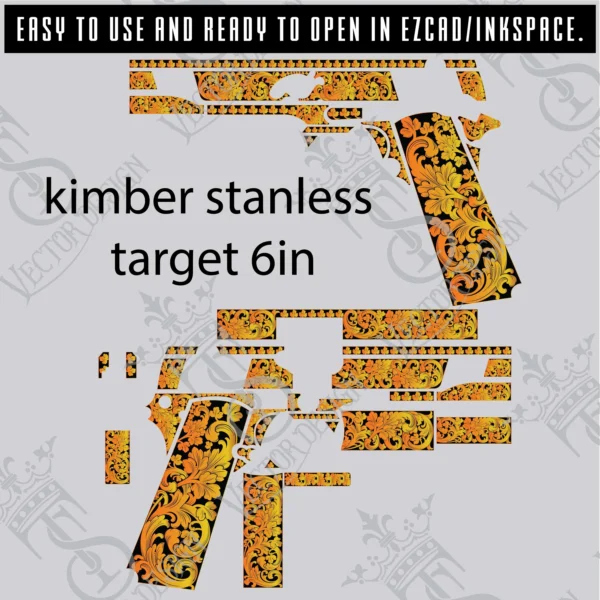 STVector Design kimber stanless target 6in scroll Vector design  engraving files,pistol engrave,vector ,laser engraving svg dxf ai digital download - Image 3
