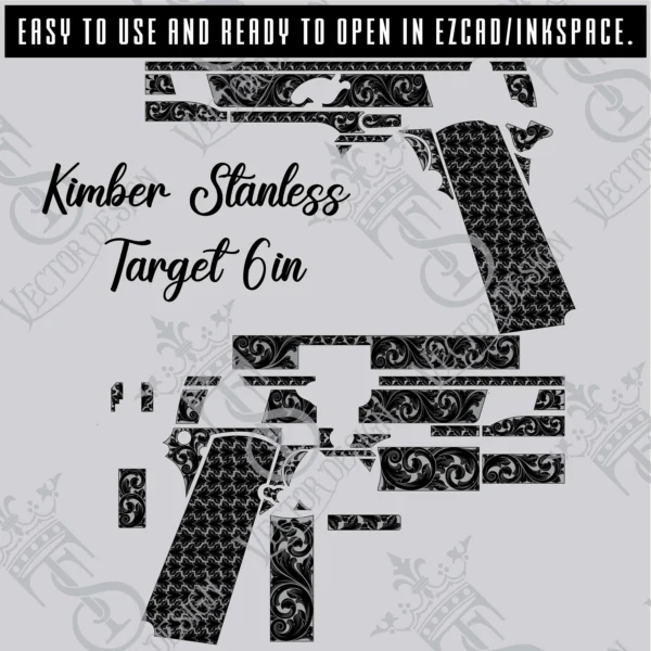 STVector Design kimber stanless target 6in scroll Vector design  engraving files,pistol engrave,vector ,laser engraving svg dxf ai digital download