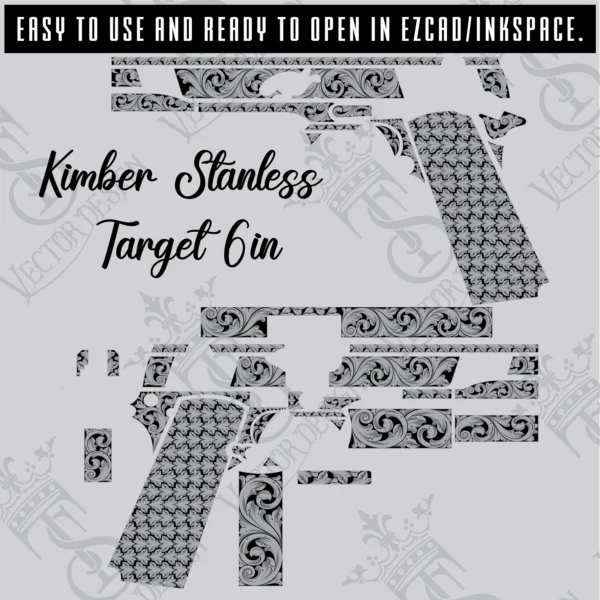 STVector Design kimber stanless target 6in scroll Vector design  engraving files,pistol engrave,vector ,laser engraving svg dxf ai digital download - Image 5