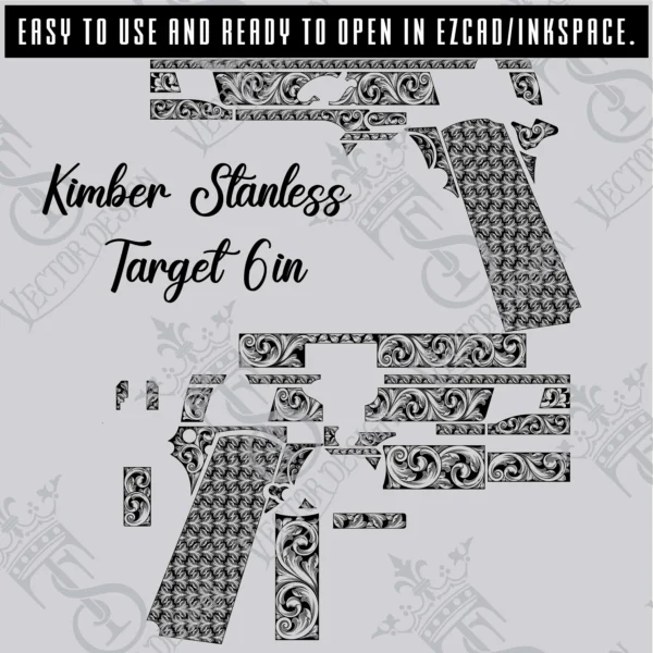 STVector Design kimber stanless target 6in scroll Vector design  engraving files,pistol engrave,vector ,laser engraving svg dxf ai digital download - Image 4