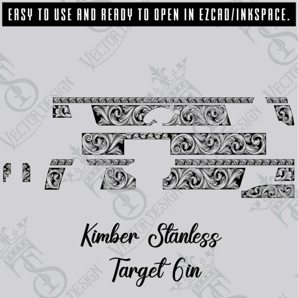 STVector Design kimber stanless target 6in scroll Vector design  engraving files,pistol engrave,vector ,laser engraving svg dxf ai digital download