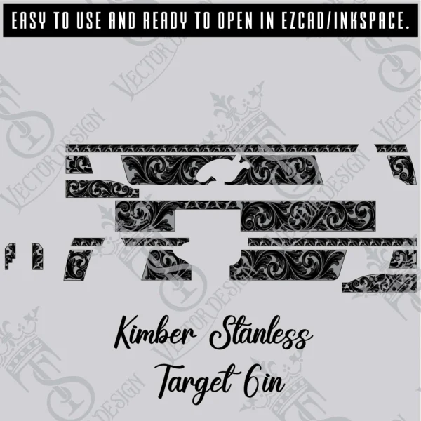 STVector Design kimber stanless target 6in scroll Vector design  engraving files,pistol engrave,vector ,laser engraving svg dxf ai digital download - Image 3