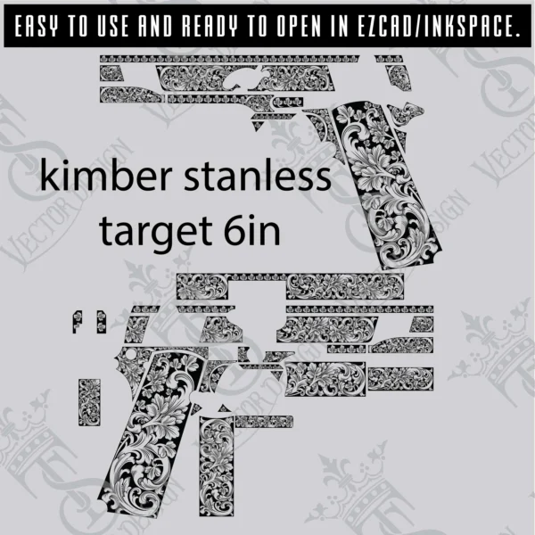 STVector Design kimber stanless target 6in scroll Vector design  engraving files,pistol engrave,vector ,laser engraving svg dxf ai digital download