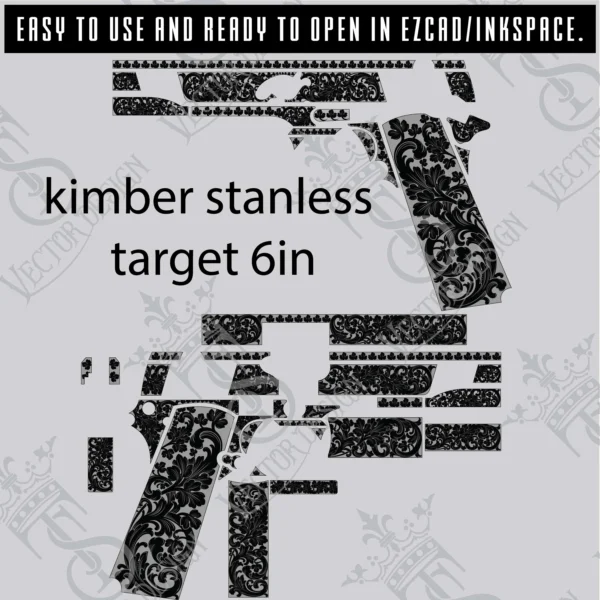 STVector Design kimber stanless target 6in scroll Vector design  engraving files,pistol engrave,vector ,laser engraving svg dxf ai digital download - Image 2