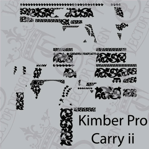 STVector Design Kimber Pro Carry ii Scroll Vector design  engraving files,pistol engrave,vector ,laser engraving svg dxf ai digital download - Image 2