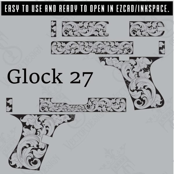 STVector Design Glock 27 Vector design engraving files,pistol engrave,vector ,laser engraving svg dxf ai digital download