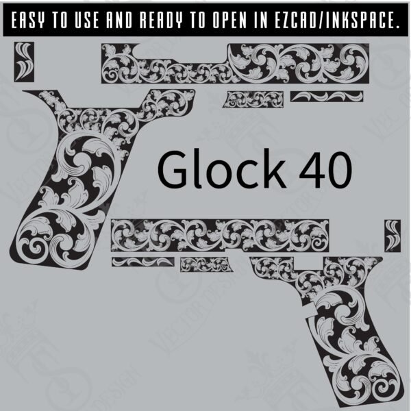STVector Design Glock 40 Vector design engraving files,pistol engrave,vector ,laser engraving svg dxf ai digital download