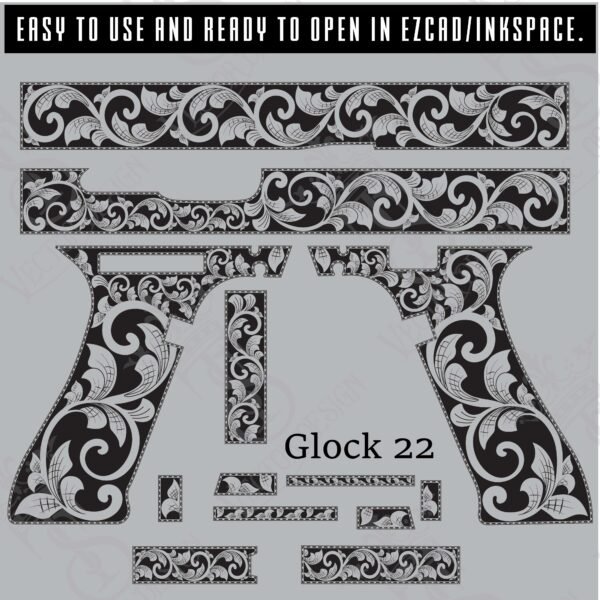 STVector Design Glock 22 Vector design engraving files,pistol engrave,vector ,laser engraving svg dxf ai digital download