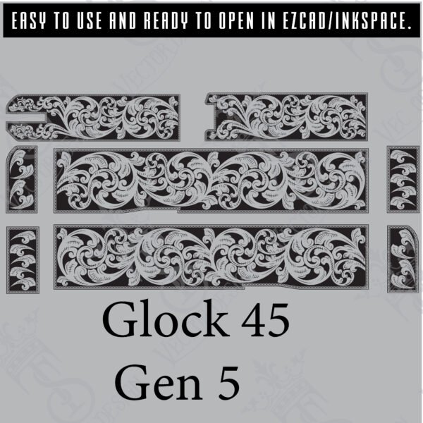 STVector Design Glock 45 gen 5 Vector design engraving files,pistol engrave,vector ,laser engraving svg dxf ai digital download