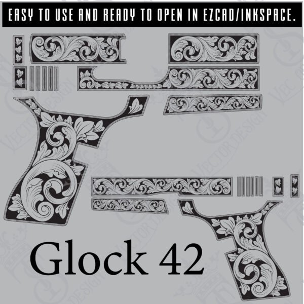 STVector Design Glock 42 Vector design engraving files,pistol engrave,vector ,laser engraving svg dxf ai digital download