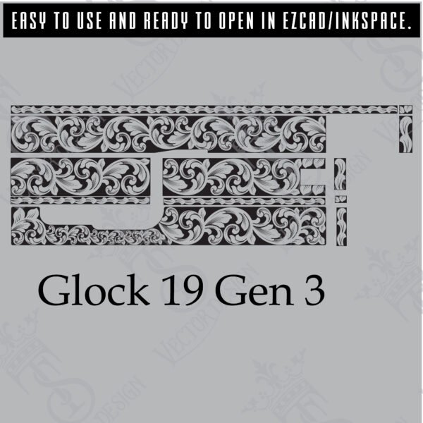 STVector Design Glock 19 Gen 3 Vector design engraving files,pistol engrave,vector ,laser engraving svg dxf ai digital download
