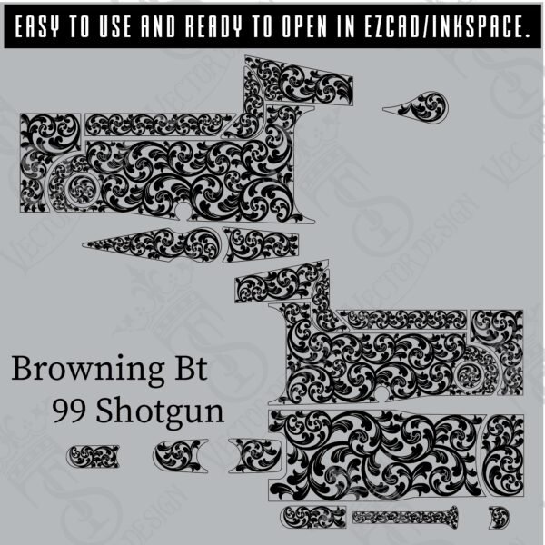 STVector Design Browning bt 99 shotgun Vector design engraving files,pistol engrave,vector ,laser engraving svg dxf ai digital download - Image 2